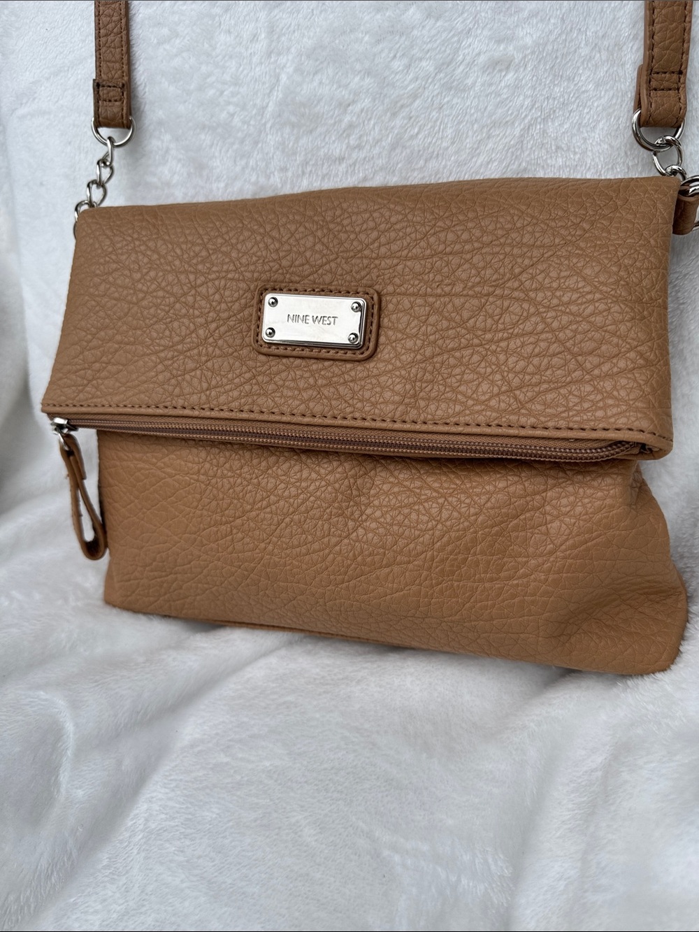 Nine West Camel Fold-Over Crossbody Bag